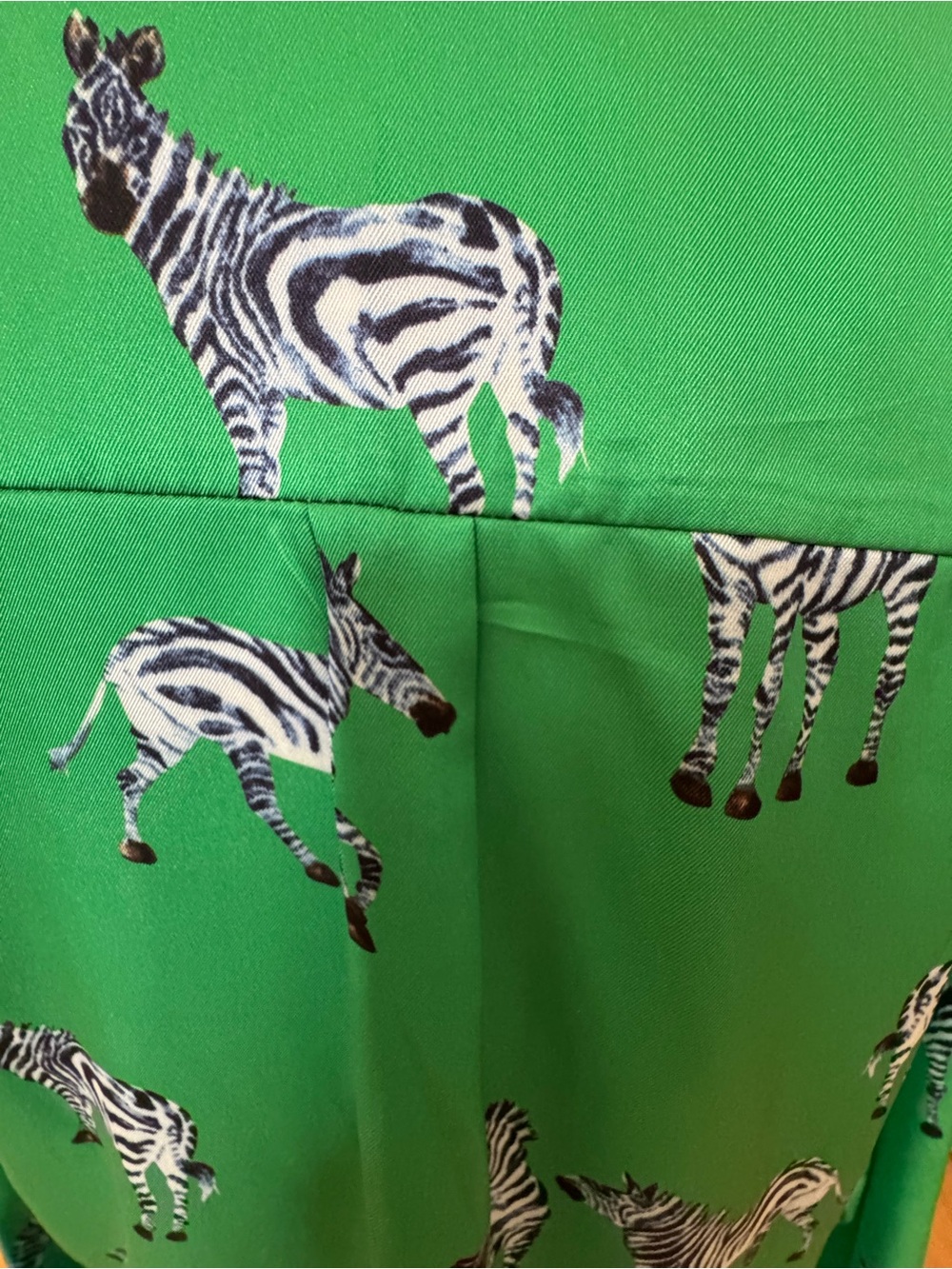 Button down long sleeve zebra print satin blouse - Picture 3 of 4